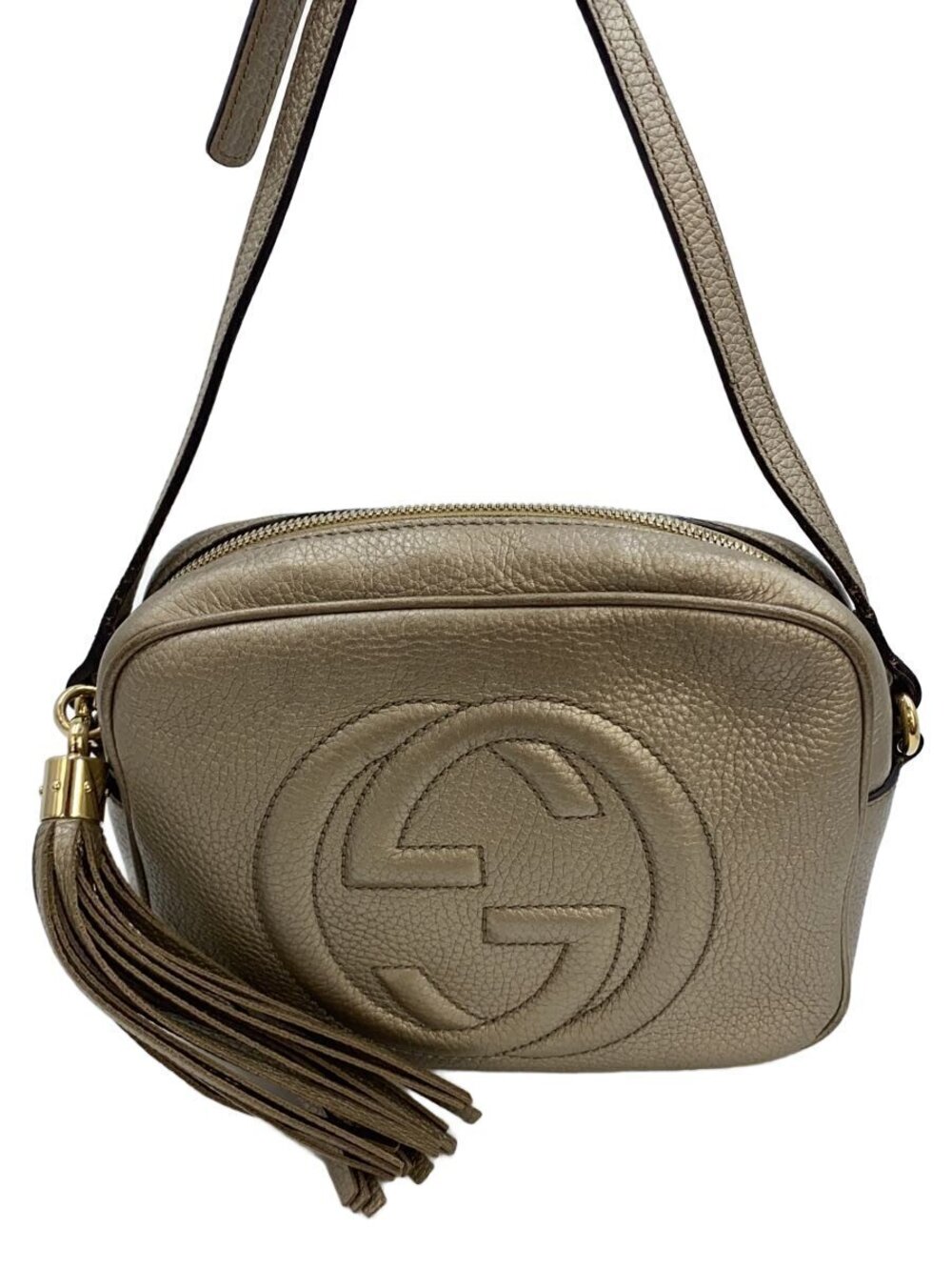 Gucci Disco Bag Soho Leather Silver Metallic